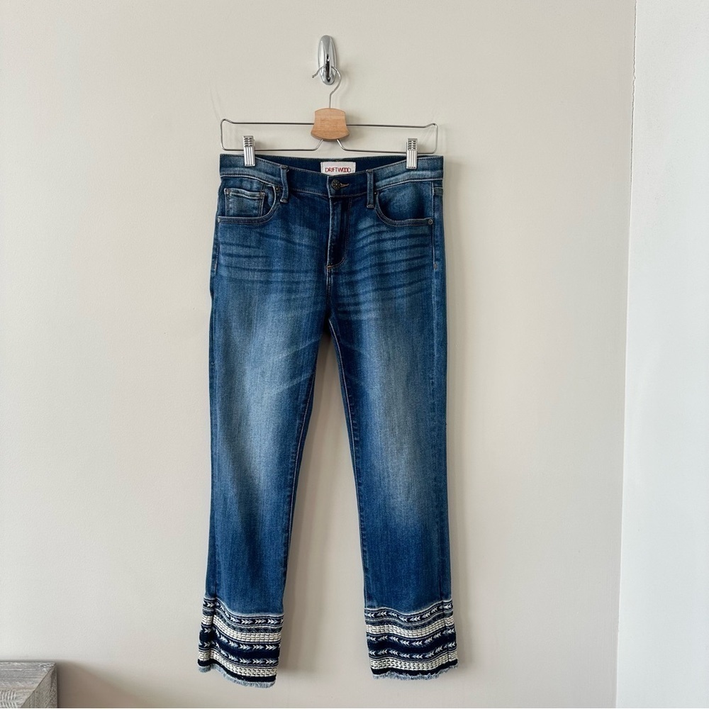 Free People-Driftwood Colette Embroidered Bottom Jeans (Size:27)